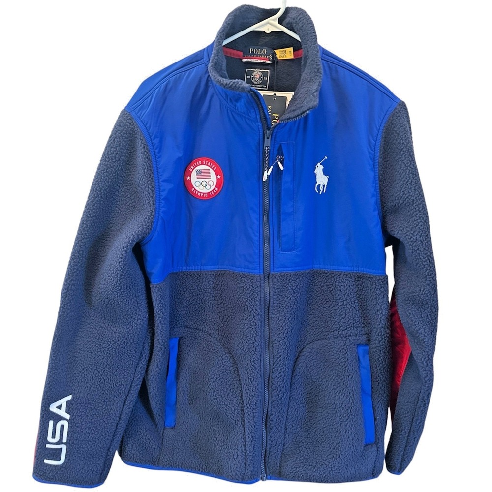 NEW/WT,  Polo Ralph Lauren Team USA 2022 Olympic Hybrid Fleece Jacket Mens LG